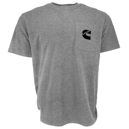 CUMMINS Unisex T-Shirt Short Sleeve Sport Gray Pocket Tee  - Medium CMN4753